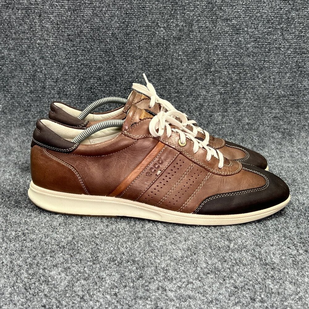 Ecco Jogga Sneakers Men's Size‎ 10 Brown Leather Low Lace Retro Casual Shoes